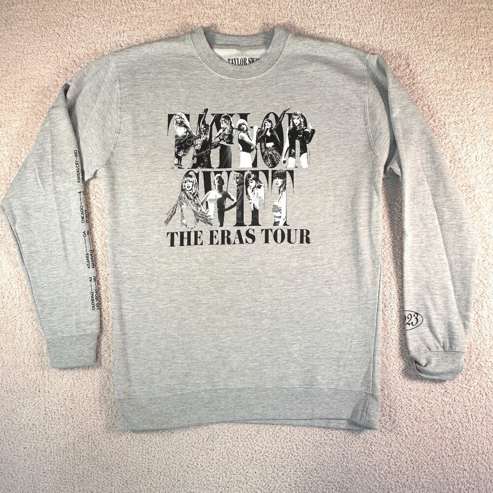 Taylor Swift Eras Tour Crew Neck Sweatshirt Light Grey Sz XL Unisex Comfy NWOT